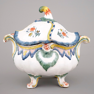An important Brussels faience soup tureen, 18th C.